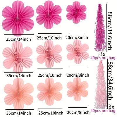 TEMU 240pcs Pink Paper Fans With Tassel, Princess Theme, For Wedding, Shower, Birthday, Housewarming, Christmas, Halloween, Easter, Hanukkah, Thanksgiving Party Decorations Image