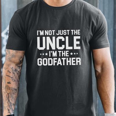 "TEMU Men's Casual Crew Neck T-shirt, "" Slogan Print, Short Sleeve, Polyester Knit Fabric, Summer Top, Regular Fit, 150gsm - Adult" Image