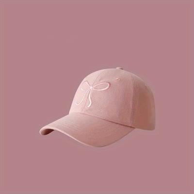 TEMU Of Hat With 4 Color Options: Bow Baseball Cap, Cute And Sweet Hat, Korean-style Versatile Soft-brimmed Visor, Image