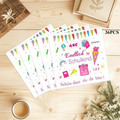 TEMU 36pcs Oigco 3-ply Pink -to-school Themed Party Napkins - Colorful Educational Design With Pencils, Books & Confetti - School Decorations, Birthday Parties & Image