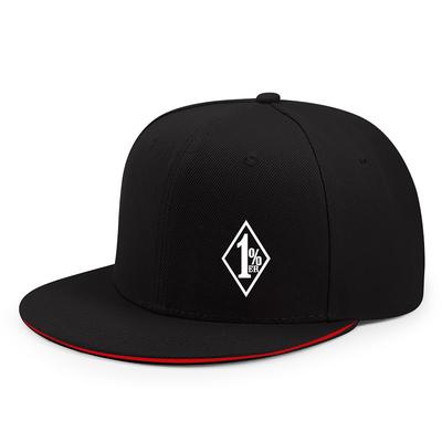 TEMU Unisex Adjustable Snapback Baseball Cap - Black With White Logo & Blue Piping, Flat Brim Hat For Outdoor Urban Streetwear, Casual Hip-hop Fashion, Adjustable Baseball Cap Image