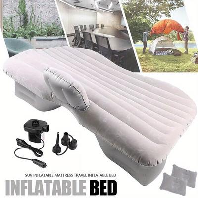 TEMU Inflatable Car Air Bed Back Rear Seat Rest Foldable Mattress+pump Travel Camping Image