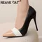 REAVE CAT Fashion Women Pumps 31 32 33 Pointed Toe Stiletto 10cm Slip On Mixed Color Size 48 49 50
