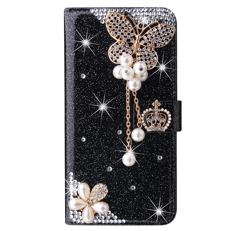Phone Case For Samsung Galaxy S26 Ultra Plus S25 S23 S22 S21 FE S21 Ultra Plus S20 A35 5G A54 A73 Wallet Case Rhinestone With Card Holder Magnetic Flip Glitter Shine Crystal Diamond PU Leather