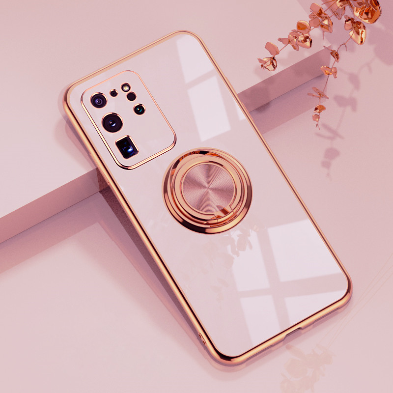 Phone Case For Samsung Galaxy S26 Ultra Plus S25 S24 S23 S22 S21 FE S21 Ultra Plus S20 A14 A53 Back Cover Fashion Plating Ring Holder Solid Colored TPU
