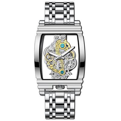 Men Mechanical Watch Luxury Large Dial Fashion Business Hollow Skeleton Tourbillon Luminous Waterproof Leather Watch