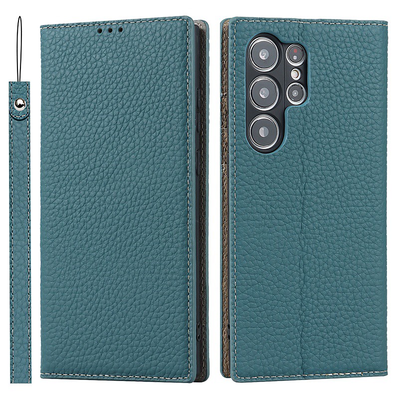 Phone Case For Samsung Galaxy S26 Ultra Plus S25 S24 S23 Ultra Plus S22 Plus Ultra S20 S20 FE Wallet Case with Wrist Strap Kickstand Card Slot Retro Genuine Leather TPU