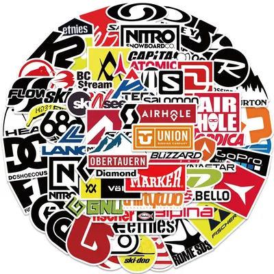 60pcs Skiing Skateboard Brand Logo Sticker For Skateboard Guitar Laptop Bicycle Kids Toys