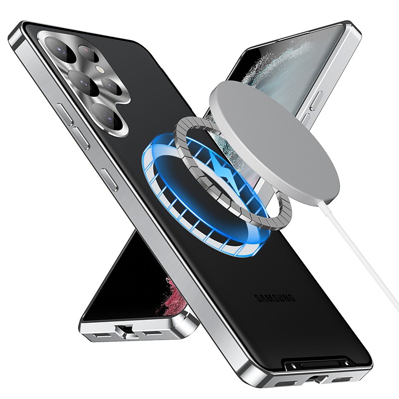 Phone Case For Samsung Galaxy S26 Ultra Plus S25 S24 S23 S22 S23 FE S21 Ultra Plus Magnetic Adsorption With Magsafe Camera Lens Protector Support Wireless Charging Shockproof Acrylic Aluminum Alloy