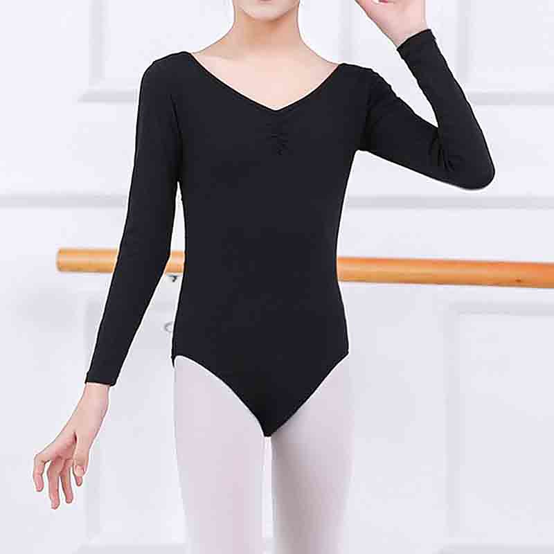 Kids' Dancewear Ballet Leotard / Onesie Lace Splicing Girls' Training Performance Long Sleeve Tulle Cotton