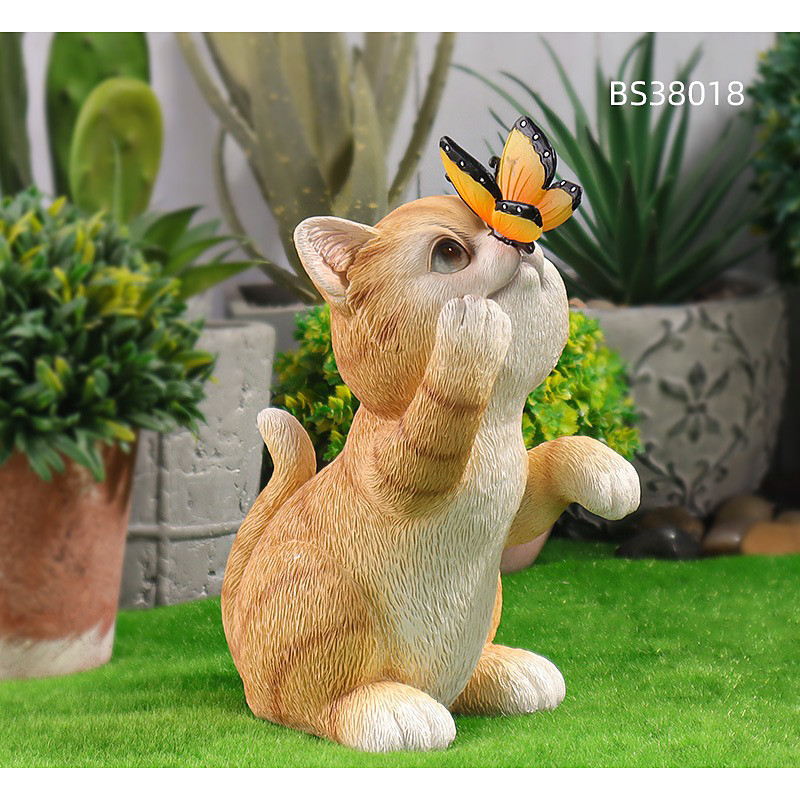 Solar Ornament Rabbit Flowers Garden Light, Cute Cat Garden Light for Gardening Decoration Funny Entrance Light, Solar Garden Statue Rabbit Figurine Garden