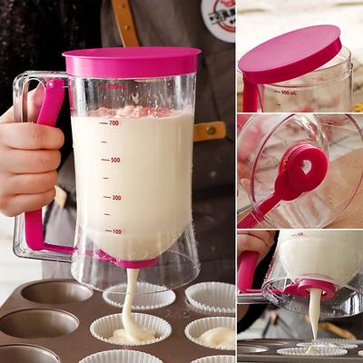 Pancake Cupcake Batter Dispenser Cookie Cake Waffles Batter Dispenser Cookie Separator with Measuring Label, Easy Pour Baking Supplies for Griddle
