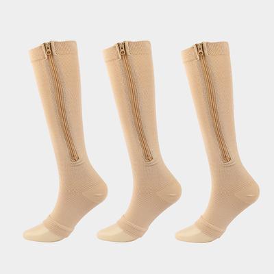 3 Pairs Zipper Compression Socks, 15-20mmHg Neuropathy Socks Bunion Socks Toeless Opened Toe Compression Stockings for Men Women,Suit for Running,Nurse,Travel,Cycling,Athletic