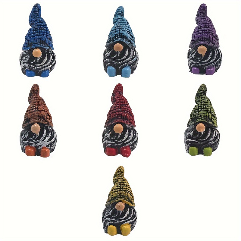 7pcs Mini Gnome Statue Set – Charming Resin Garden Figurines for Fairy Garden, Planters, and Home Décor – Perfect for Outdoor Halloween and Rustic Themes