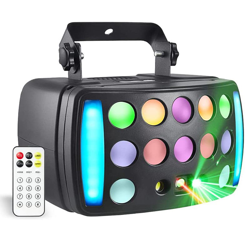 Party Lights Indoor DJ Stage Disco Light 4 in 1 with RGBW Derby Beam Red Green Pattern Light Led Strobe and Dynamic Marquee Remote DMX Control Great for Disco Club Party DJ Stage Lighting