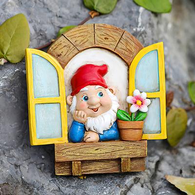 Garden Gnome Statue Elf Out The Door Tree Hugger Garden Peeker Yard Art Tree Sculpture Tree Gnome Decoration Outdoor for Patio Yard Lawn Porch Ornament