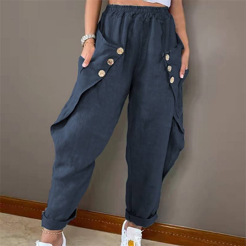 Women's Normal Harem Pants Trousers Harem Pants Cuffed Cargo Cargo Full Length High Waist Chinese Style Pocket Drop Crotch Outdoor Sports Stretchy Casual Daily Blue Black Khaki Dark Blue Spring