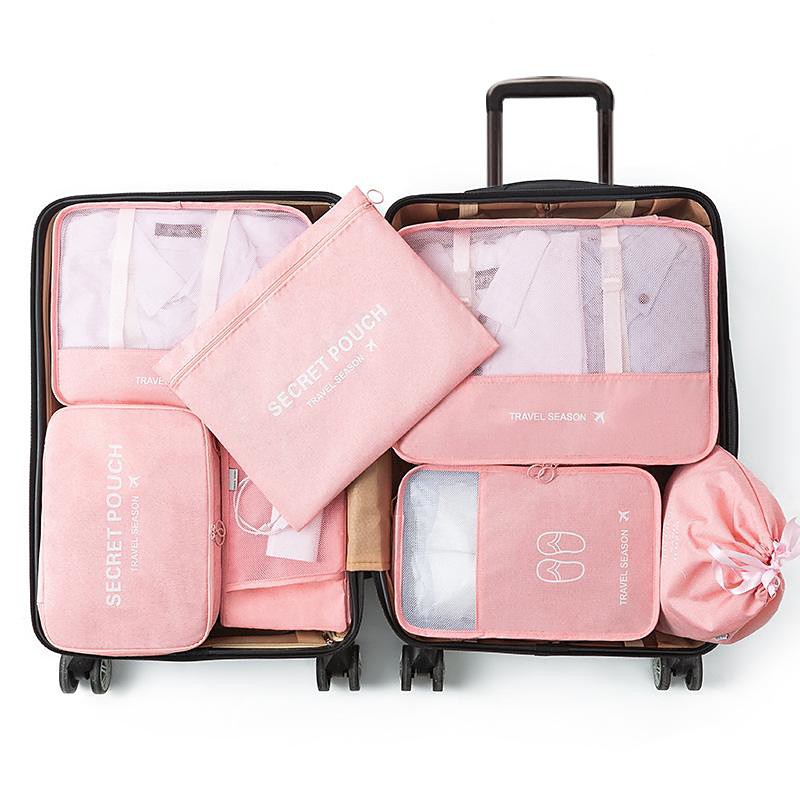 Compression Travel Packing Cubes Set for Luggage Storage and Backpack Organizer Space Savers, 7pcs Suitcase Organizer Bags, Large Capacity Clothing Storage for Travel