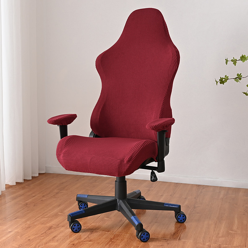 Split Office Chair Cover Gaming Chair Covers Burgundy Stretch Washable Computer Chair Slipcovers for Armchair, Swivel Chair, Gaming Chair,Computer boss Chair