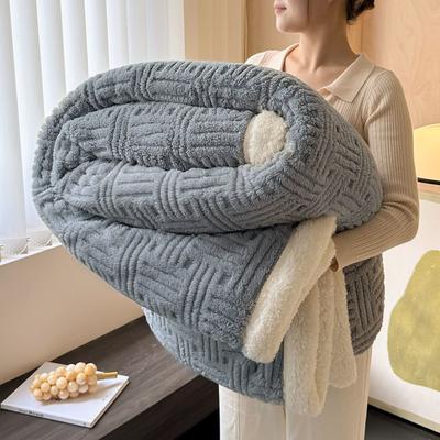 Sherpa Blanket Fleece-Layerd Thick Warm Blanket for Winter Bed Super Soft Fuzzy Flannel Wool Like Reversible Velvet Plush Twin Queen King Weighted Blanket