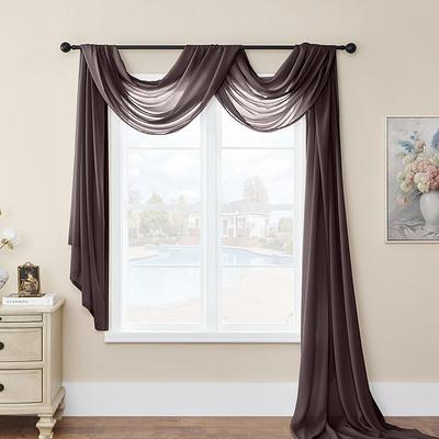 Valentine's Day Luxury Window Scarf Sheer Voile Elegant Topper Long Window Valance Solid Window Treatment Swags Drapes for Window Ceremony Wedding Canopy Bed