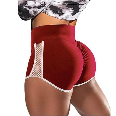 Women's Biker Shorts Short Leggings Scrunch Butt Ruched Butt Lifting Mesh Butt Lift Tummy Control High Waist Gym Workout Running Fitness Shorts Bottoms Solid Color Dark Grey Black Burgundy Spandex