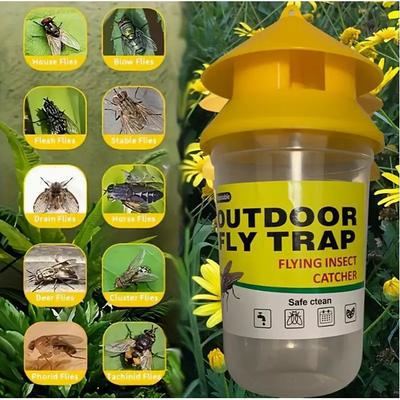 Reusable Outdoor Fly Trap, Plastic Insect Catcher, Non-Electric Fruit Fly, Horse, Deer, and Drain Flies Control for Indoor Outdoor Use 1PCS