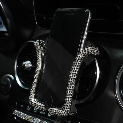 Car Rhinestones Phone Holder Crystal Air Outlet Vent Support Phone Diamond Clip Car Interior Universal Smart Phone Stand Automotive Parts Accessories