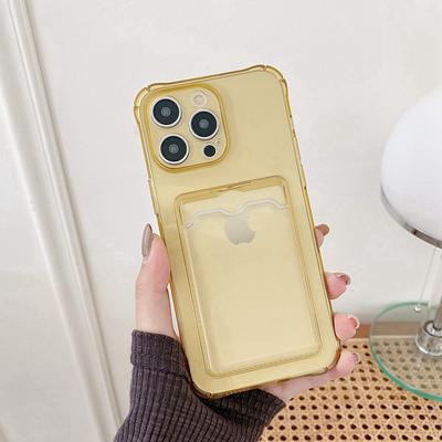 Phone Case For iPhone 15 14 Pro Max Plus 13 12 11 Pro Max Mini Back Cover Crystal Clear Slim Case Transparent Ultra Thin Card Slot Color Gradient TPU