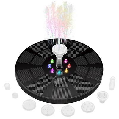 Solar Fountain Water Pump with color LED Lights for Bird Bath Floating Garden Pond Tank Solar Pump for Halloween
