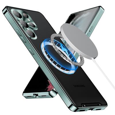 Phone Case For Samsung Galaxy S25 S24 S23 S23 FE S22 S21 Ultra Plus Magnetic Adsorption With Magsafe Camera Lens Protector Support Wireless Charging Shockproof Acrylic Aluminum Alloy