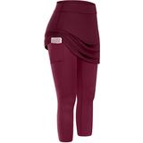 Women's Running Capri Leggings Running Skirt with Tights 2 in 1 with Phone Pocket Base Layer Athletic Athleisure Fall Spandex Breathable Quick Dry Moisture Wicking Soft Gym Workout Running Jogging