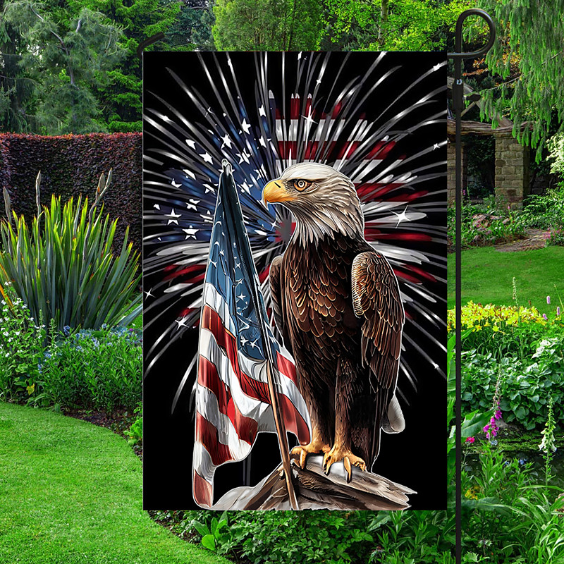 4th of July Independence Day Garden Flag 12 x 18 Inch Yard Flags, Egale Small Garden Flags for Outside, Outdoor Flags, Holiday Garden Flags for All Seasons
