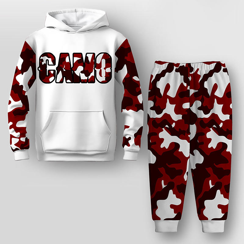 Boys 3D Graphic Camouflage Letter Hoodie Sweatpants Set HoodieSet Clothing Set Long Sleeve 3D Printing Summer Fall Active Fashion Cool Kids 3-12 Years Outdoor Vacation Street Regular Fit