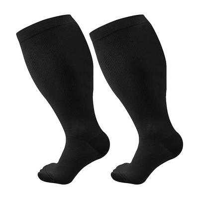 1 Pair Compression Socks Plus Size Wide Calf 15-20mmHg, Knee High Support Stockings for Women Men, Fat Legs Circulation Socks for Swollen Legs, Nurses, Flight, Travel, Daily Use