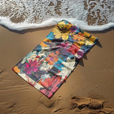 Patchwork Floral Beach Towel,Beach Towels for Travel, Quick Dry Towel for Swimmers Sand Proof Beach Towels for Women Men Girls Kids, Cool Pool Towels Beach Accessories Absorbent Towel