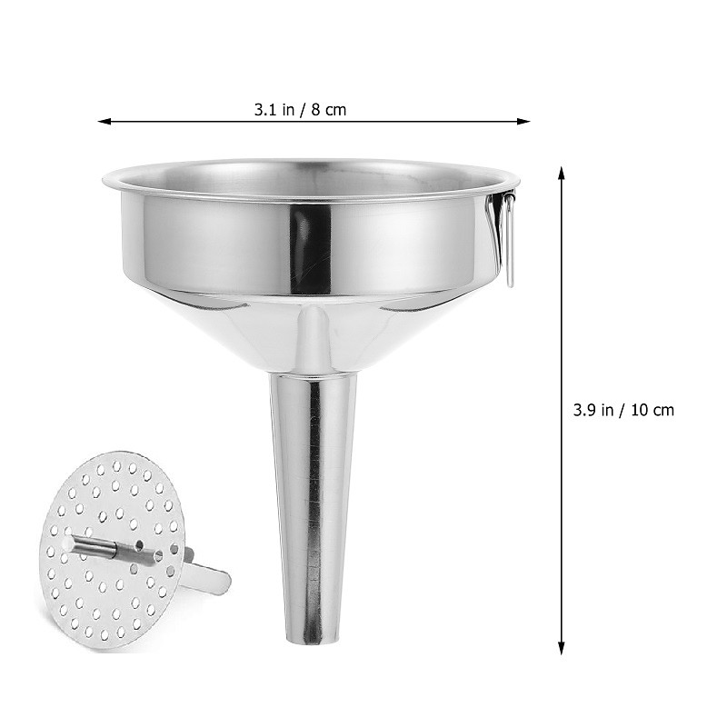 Kitchen Oil Liquid Funnel Stainless Steel Canning Funnel with Detachable Filter Wide Mouth Funnel Kitchen Specialty Tool