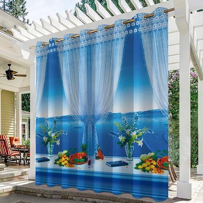 Waterproof Outdoor Curtain Privacy, Outdoor Shades, Sliding Patio Curtain Drapes, Pergola Curtains Grommet Ocean Beach For Gazebo, Balcony, Porch, Party