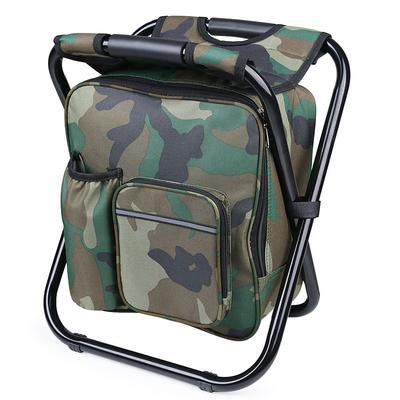 Outdoor Multi-functional Collapsible Stool Camping Folding Stool Portable Insulated Cooler Bag Stool Folding Chair with Backpack for Camping Beach Fishing
