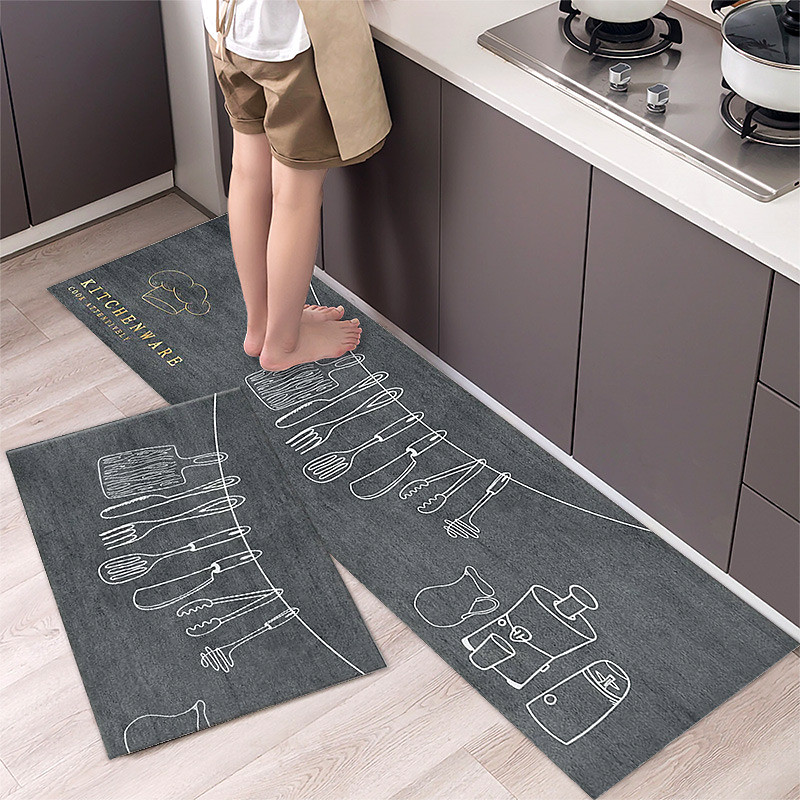 2 Piece Waterproof and Oil-Proof Kitchen Anti-Slip Mat, Bathroom Anti-Slip Mat, Bedroom Cushion, Living Room Carpet, Door Mat, Kitchen Carpet- 40 60cm 40 120cm