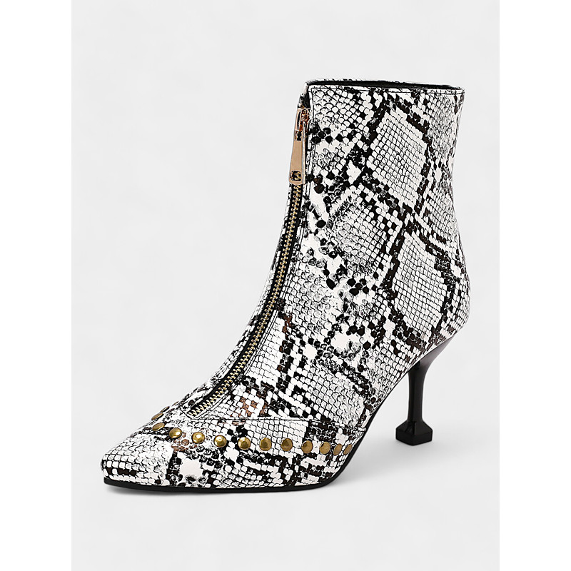 Women's Plaid Ankle Boots with Kitten Heels and Side Zipper – Elegant Checkered Pointed Toe Boots for Fall Fashion