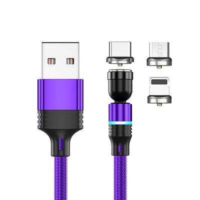 Multi Charging Cable 0.5m(1.5Ft) 3.3ft 6.6ft USB A to Lightning / micro / USB C 2.4 A Charging Cable Fast Charging Nylon Braided 3 in 1 Magnetic For Samsung Xiaomi Huawei Phone Accessory