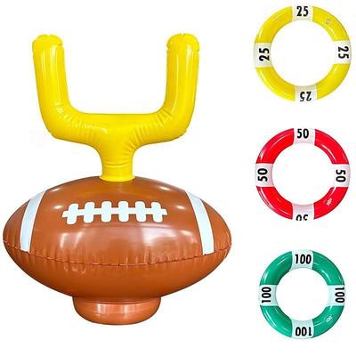 Inflatable Ring Toss Game Set Target Toss Floating Swimming Ring Toss Includes Inflatable Cactus,4 Color Rings for Fiesta Party Accessories Hawaiian Pool Beach Party Decoration Supplies