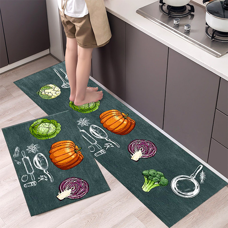 2 Piece Waterproof and Oil-Proof Kitchen Anti-Slip Mat, Bathroom Anti-Slip Mat, Bedroom Cushion, Living Room Carpet, Door Mat, Kitchen Carpet- 40 60cm 40 120cm