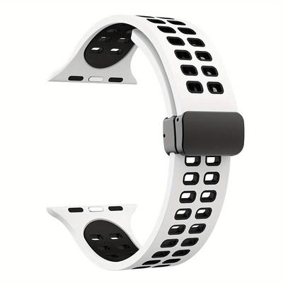 Smart Watch Bands For Apple Watch 44mm 40mm 49mm 38mm 45mm 41mm 42mm Womens Mens Sport Two-Tone Silicone Strap Magnetic D-Clasp Replacement Wristband For Apple Watch Series 8/Ultra/7/SE/6/ 5/4/3/2/1