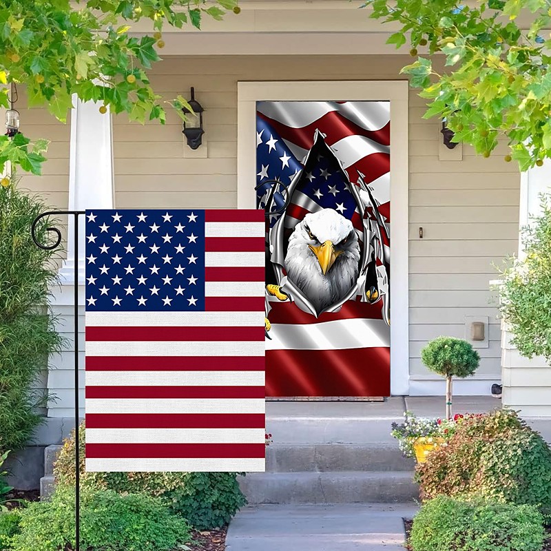 4th of July Door Decorations Door Covers and Patriotic Garden Flag American Indoor/Outdoor Patio Garden Independence Day