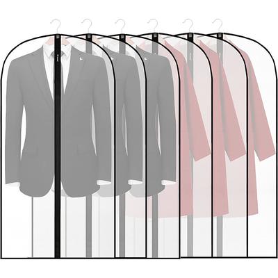 6 Pack Breathable Clothes Covers with Zip 60x80cm Hanging Garment Covers Bags Moth-Proof Storage Bag for Men Suit Dress Bag Covers Dust Cover for Wardrobe Storage and Travel Clear