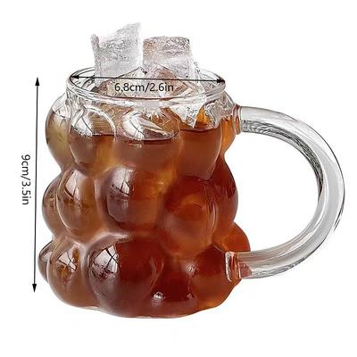 Grape-Shaped Glass Mug, High Borosilicate Glass Cup with Handle, Milk, Coffee, Tea, Breakfast Drinkware