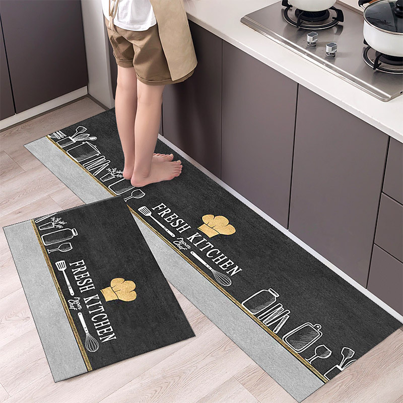 2 Piece Waterproof and Oil-Proof Kitchen Anti-Slip Mat, Bathroom Anti-Slip Mat, Bedroom Cushion, Living Room Carpet, Door Mat, Kitchen Carpet- 40 60cm 40 120cm