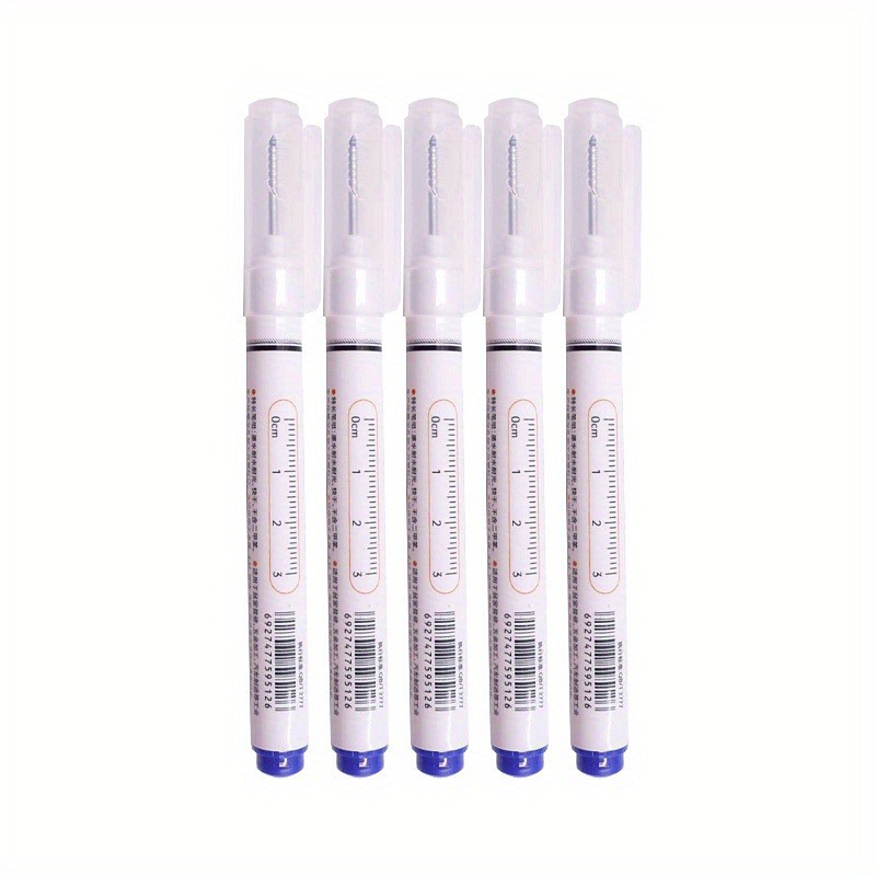 5pcs/set Extended Nib 20MM Red Black Blue White Green Ink Long Head Markers Bathroom Woodworking Decoration Metal Plastic Wood Multi-functional Write Deep Hole Marker Pens
